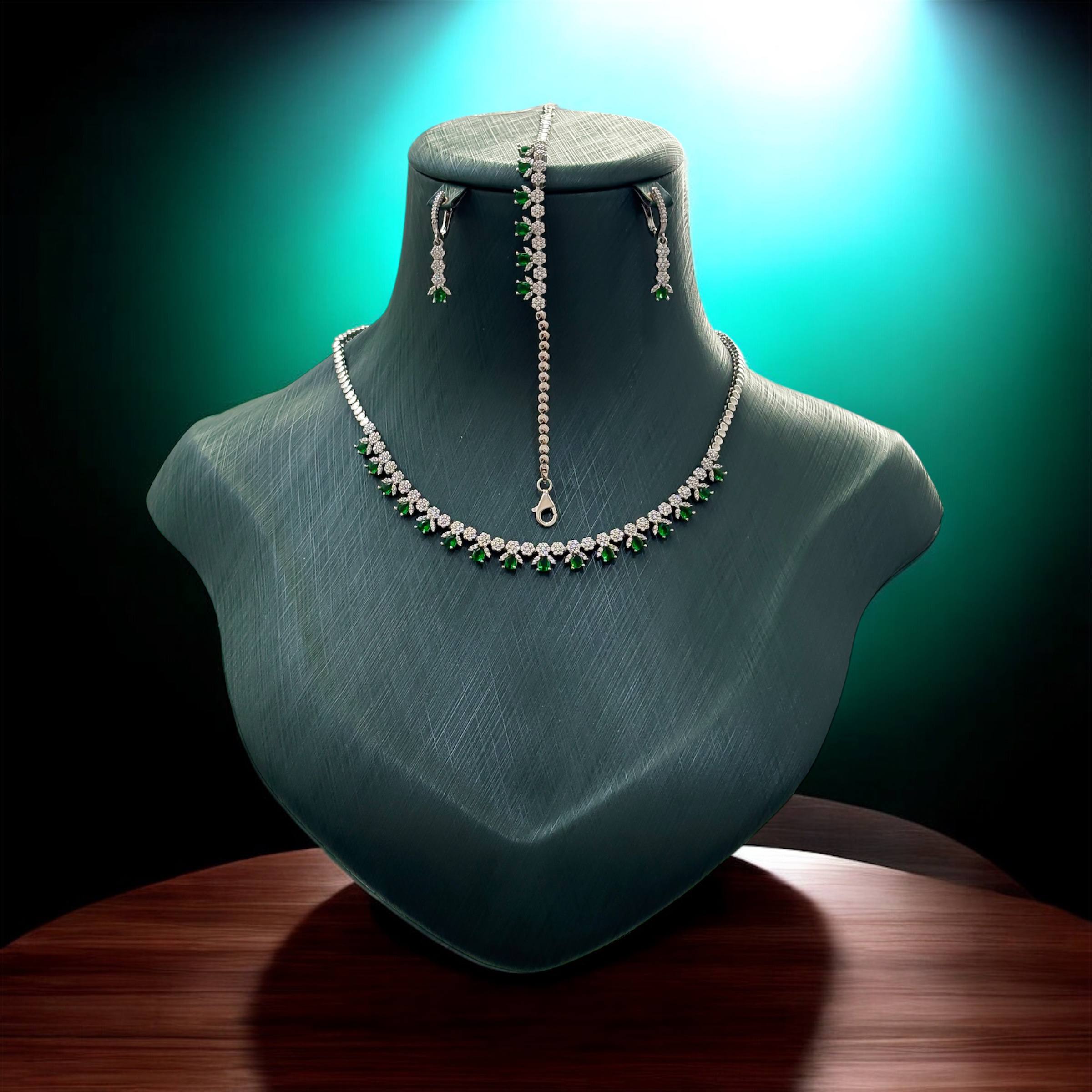 سرویس نقره سوپر میکرو  زمردی با عیار 925