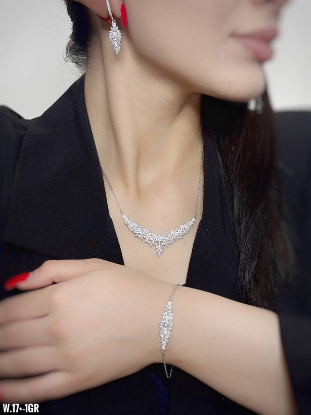 سرویس نقره جواهری وارداتی با طراحی ترند با عیار 925
