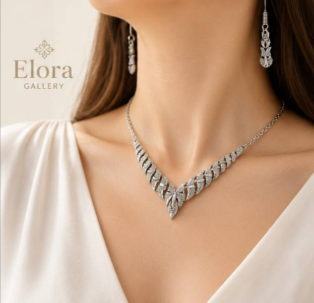 سرویس نقره جواهری تراشه با طراحی شیک با عیار 925